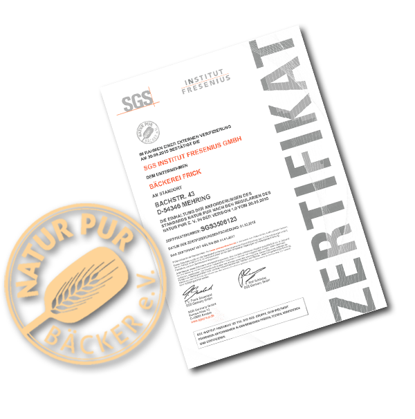 Zertifikat Natur Pur Bäckerei 2016